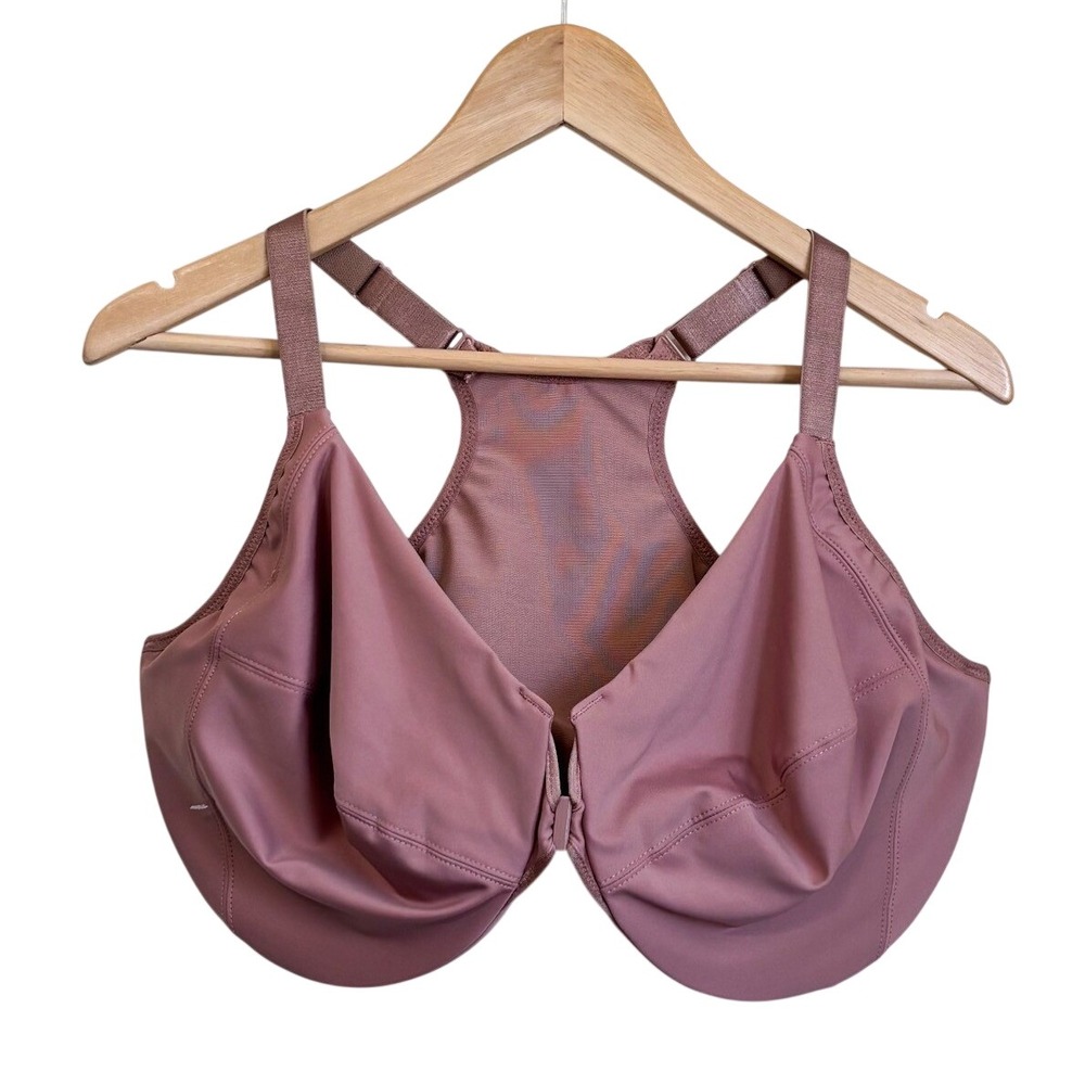 Glamorise Womens Front-Close Wonderwire Bra 42H Brownish Pink Seamless Racerback